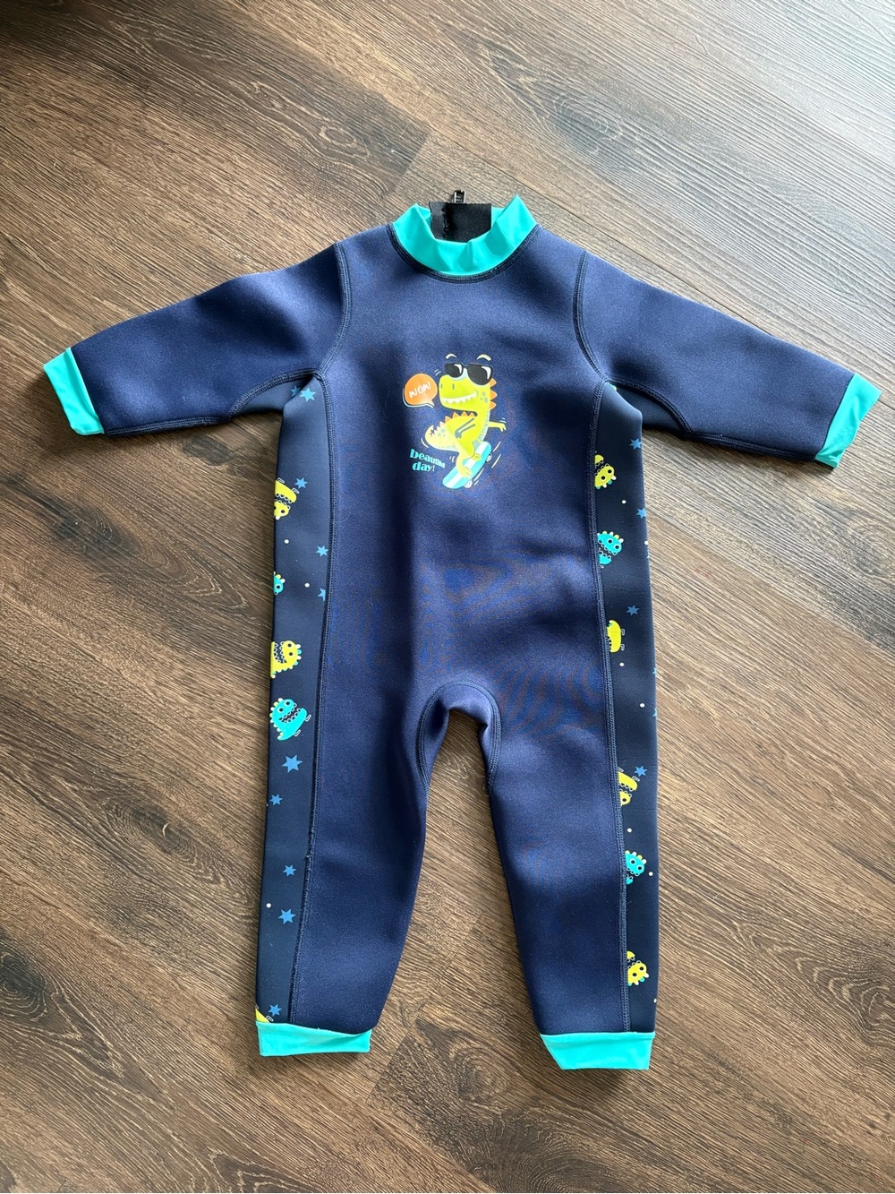 Kids Navy & Teal One-Piece Wetsuit Size baby L (18-28 month)